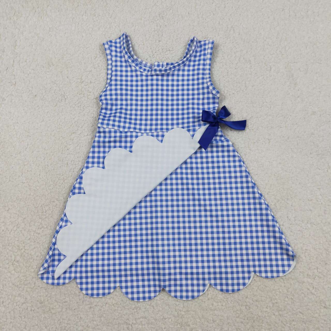 Sibling Baby Girls Blue Orange Gingham Sleeveless Active Dress