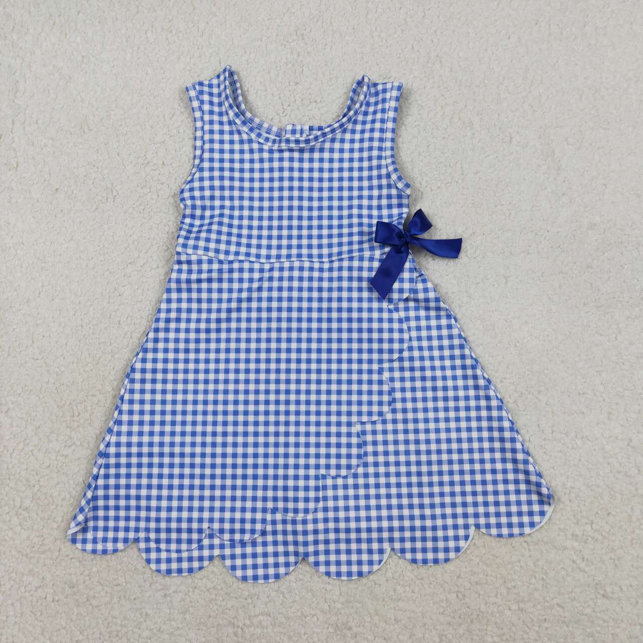Sibling Baby Girls Blue Orange Gingham Sleeveless Active Dress