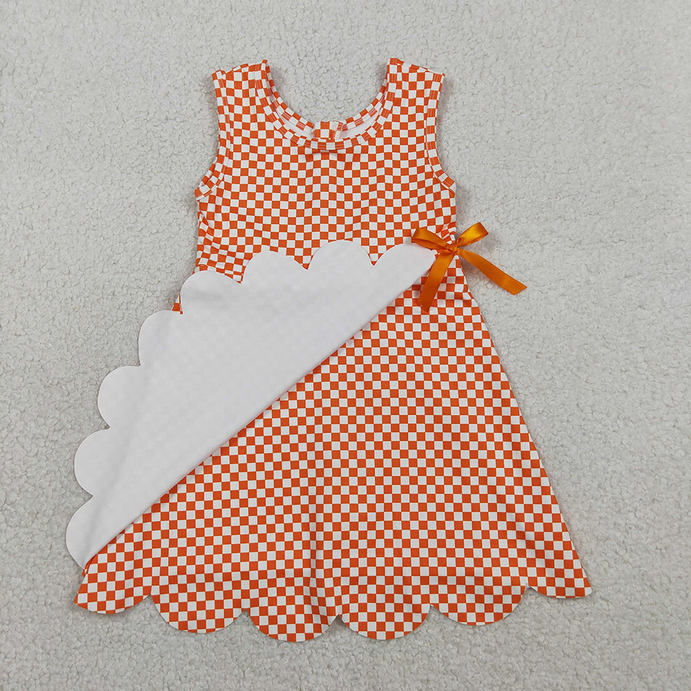 4 Colors Plaid Print Baby Girls Sleeveless Scallop Edge Shorts Yoga Dress Sisters Wear