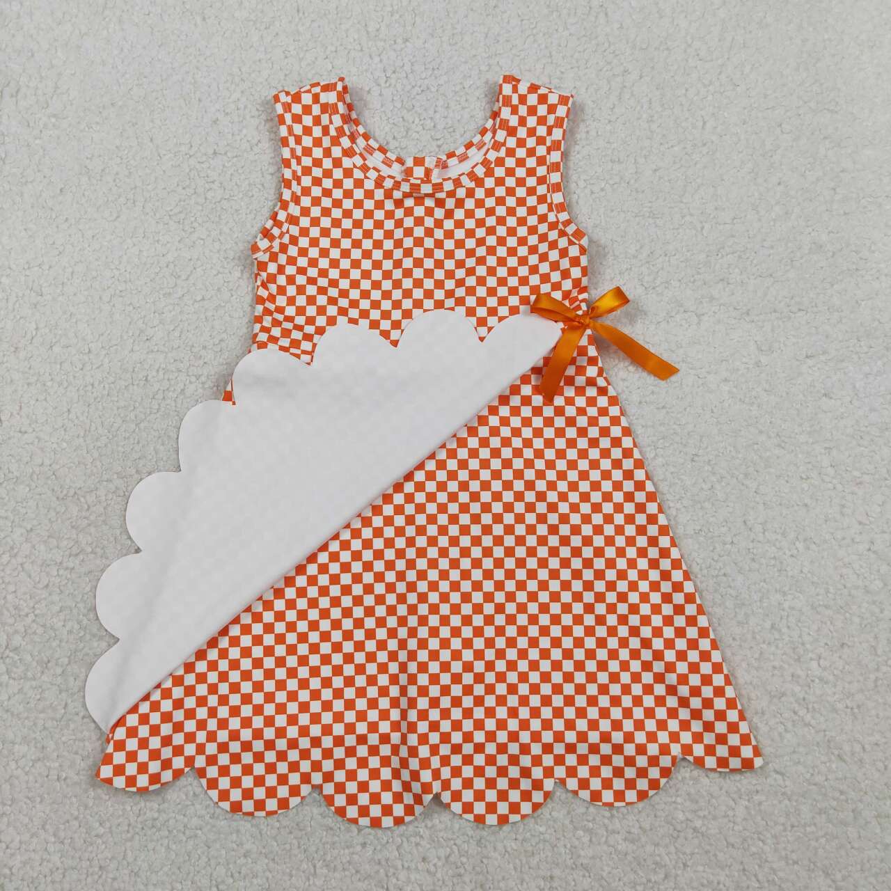 Sibling Baby Girls Blue Orange Gingham Sleeveless Active Dress
