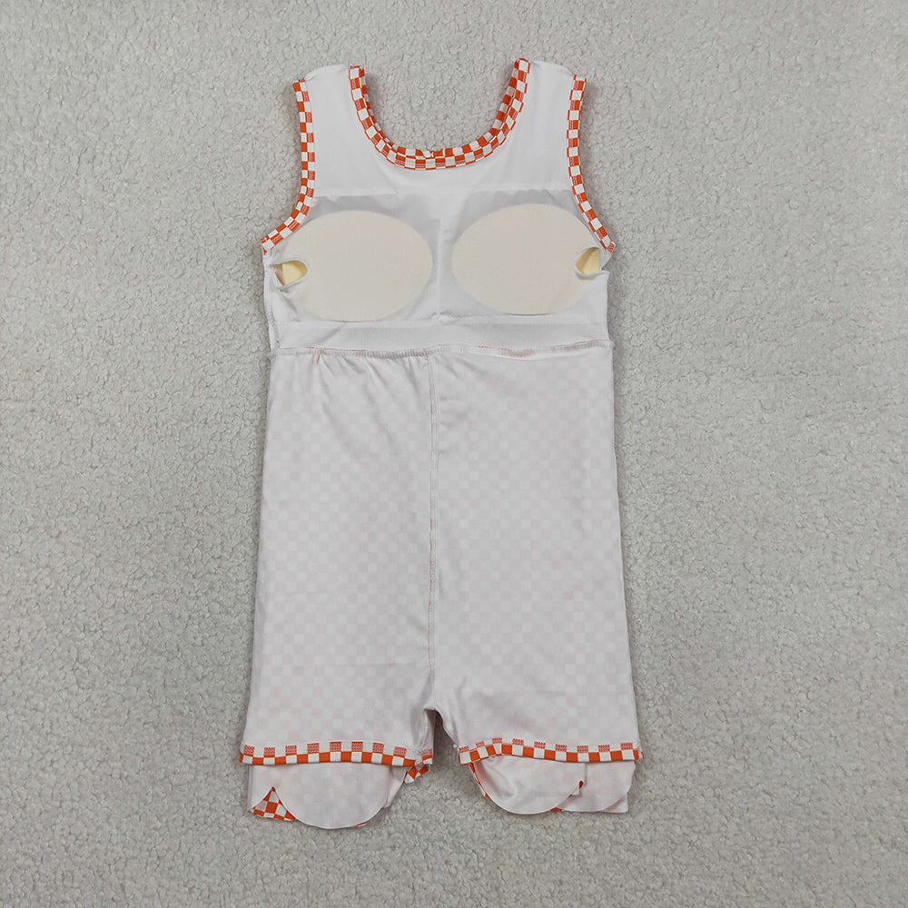 4 Colors Plaid Print Baby Girls Sleeveless Scallop Edge Shorts Yoga Dress Sisters Wear