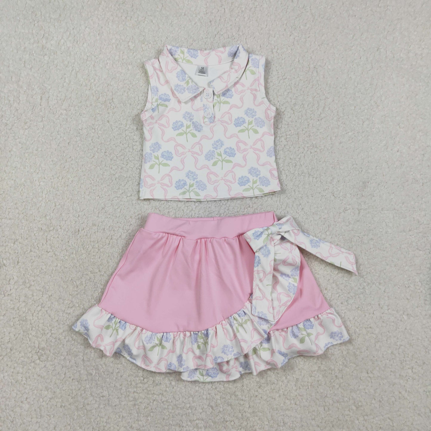 Sibling Baby Girls Bows Checked Button Vests Ruffle Skirt Shorts Yoga Active Clothes Sets