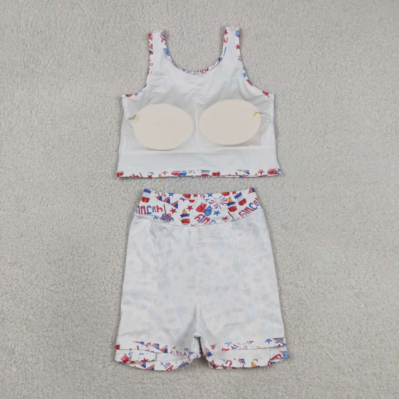 GSD3498 Stars Bows Tank Top Skirts Shorts Girls 4th of July Yoga Clothes Set