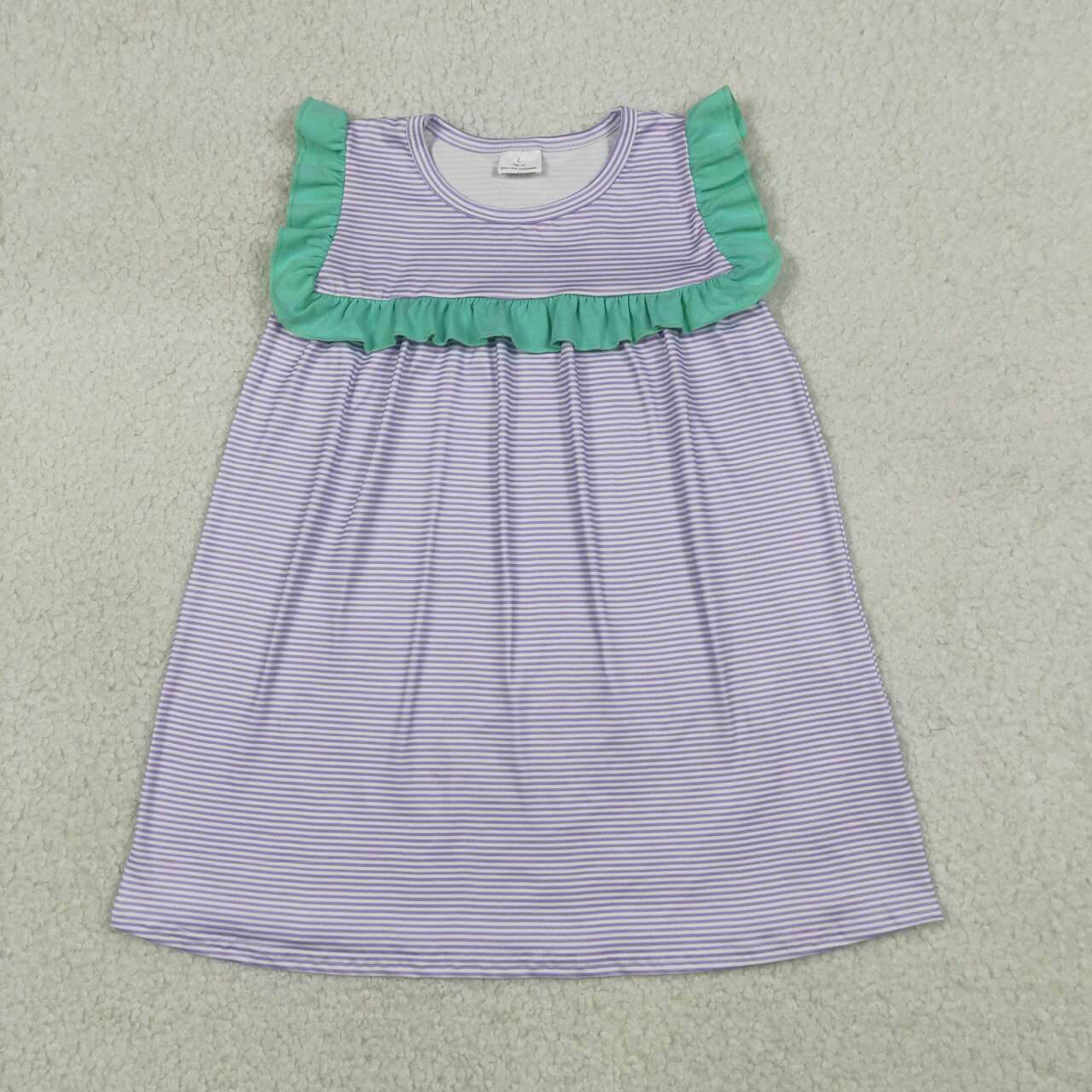 Baby Girls Purple Stripe Sleeveless Dress & Romper Sisters Wear