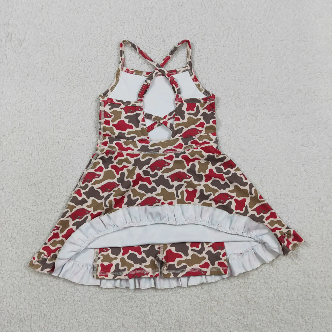 10 Colors Sibling Baby Girls Strap Leopard Team Yoga Active Short Team Knee Length Dresses