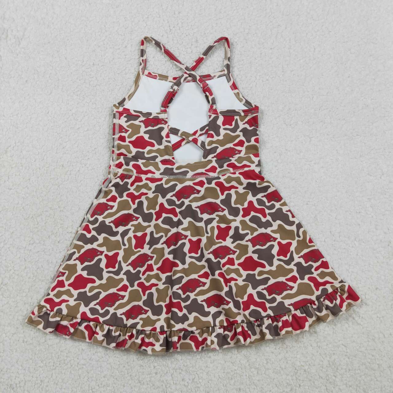 Sibling Baby Girls Arkansas Camo  Team Polo Shirt Top Yoga Active Strap Knee Length Dress