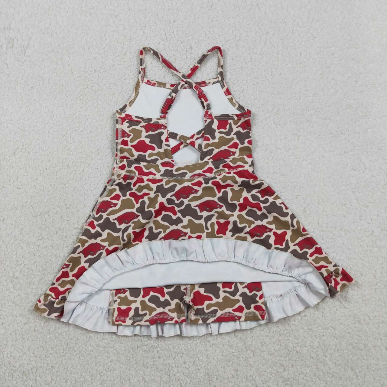 Sibling Baby Girls Arkansas Camo  Team Polo Shirt Top Yoga Active Strap Knee Length Dress