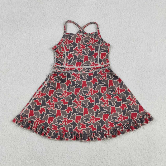 Teams Alabama Camo Print Girls Summer Strap Shorts Ruffle Knee Length Yoga Dress