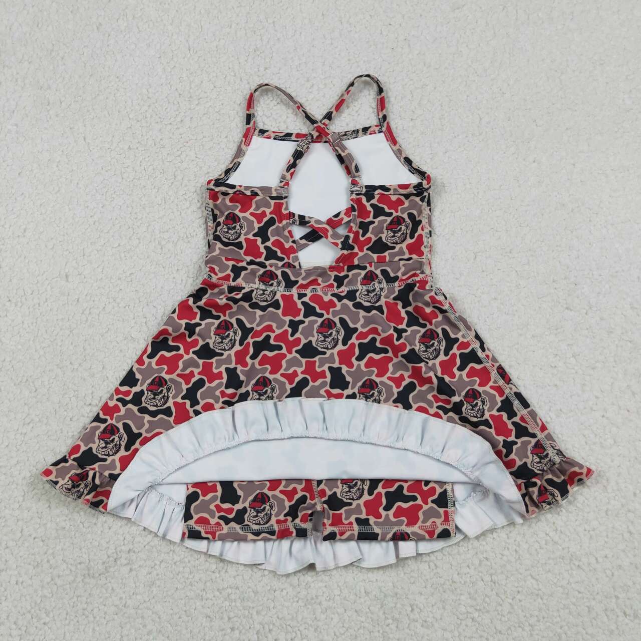 Sibling Baby Girls Georgia Camo  Team Polo Shirt Top Yoga Active Strap Knee Length Dress（副本）