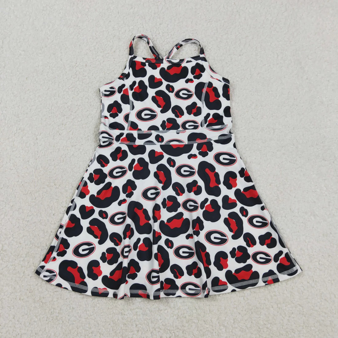 10 Colors Sibling Baby Girls Strap Leopard Team Yoga Active Short Team Knee Length Dresses