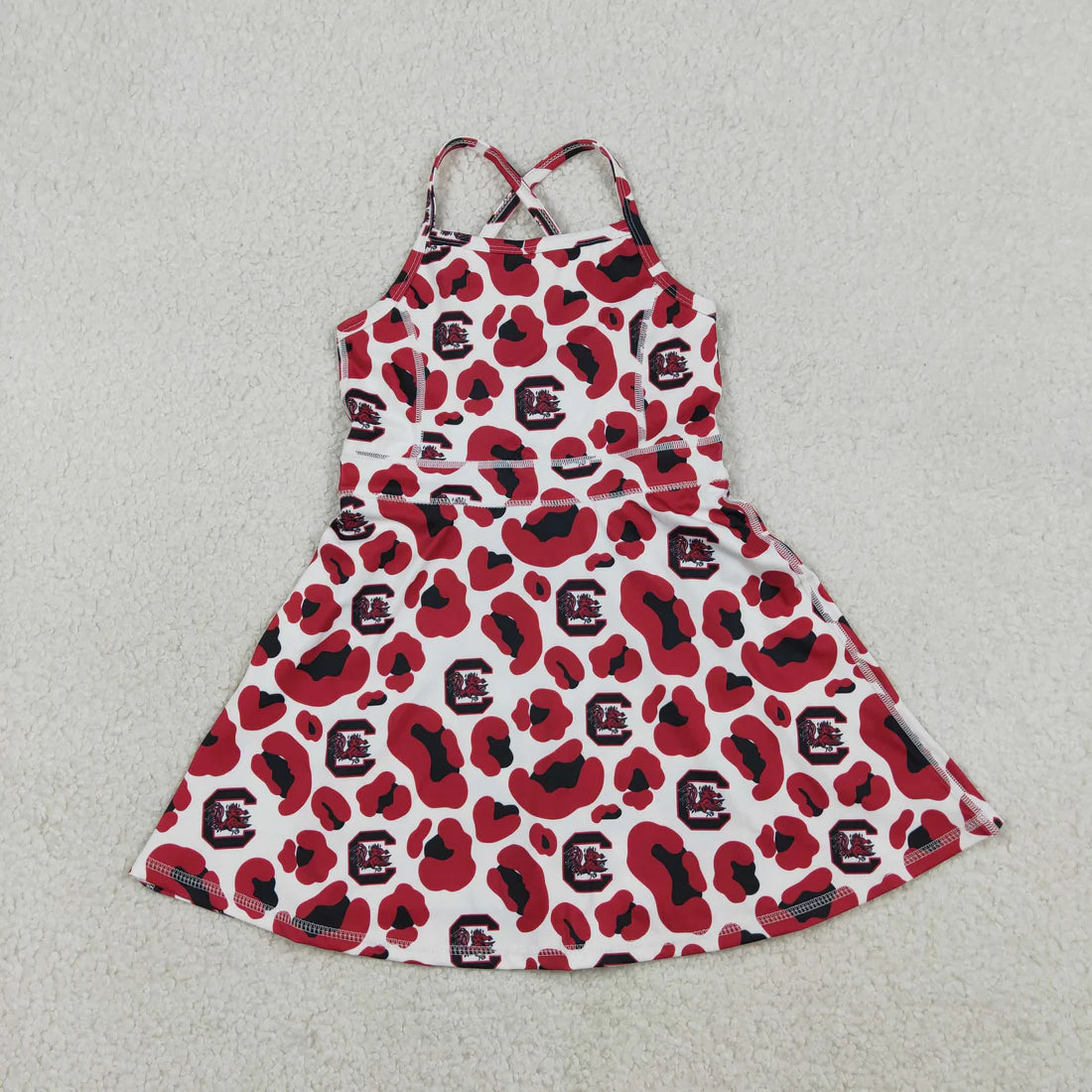 10 Colors Sibling Baby Girls Strap Leopard Team Yoga Active Short Team Knee Length Dresses