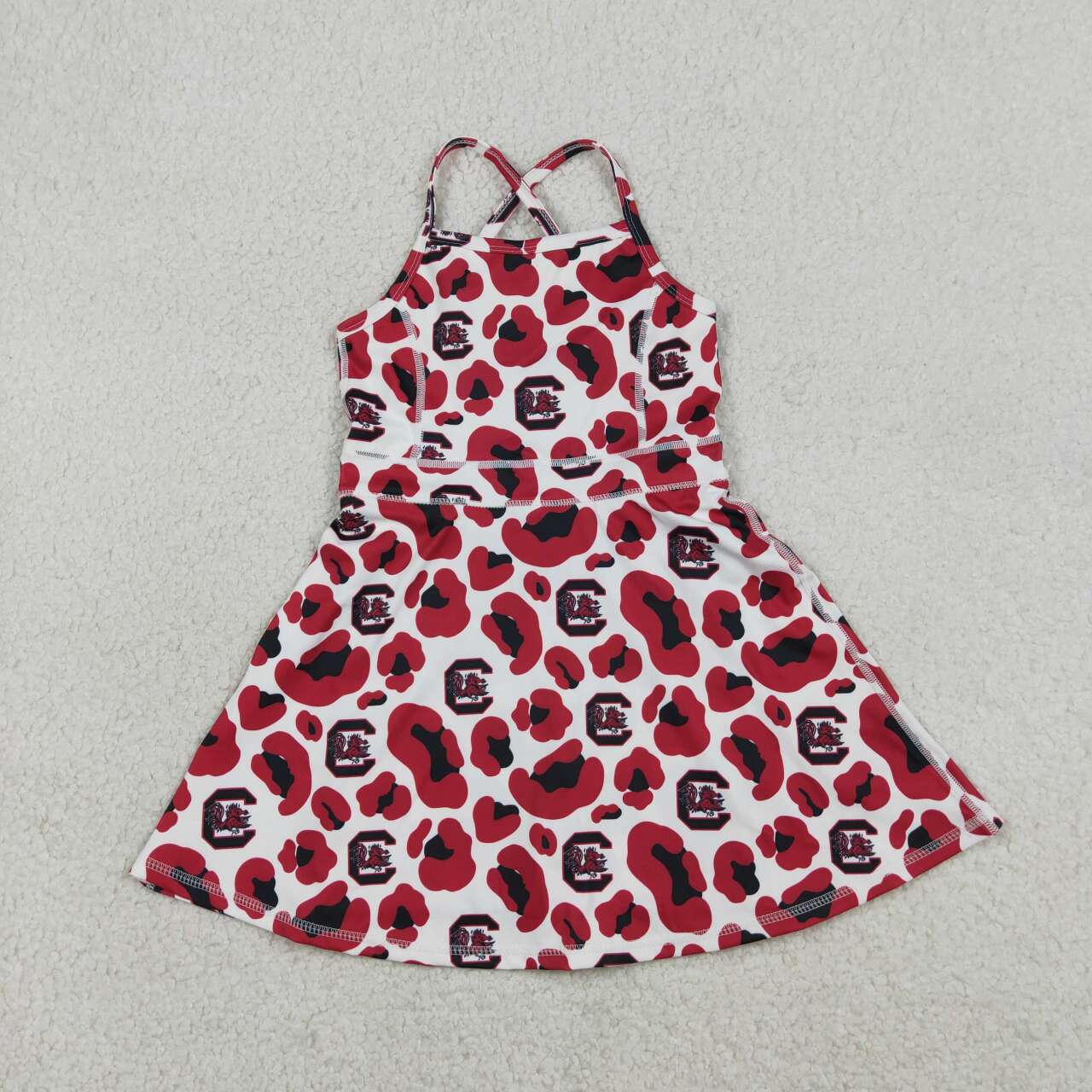 10 Colors Sibling Baby Girls Strap Leopard Team Yoga Active Short Team Knee Length Dresses