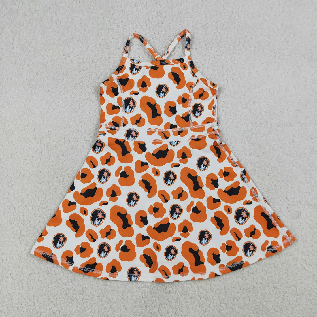 10 Colors Sibling Baby Girls Strap Leopard Team Yoga Active Short Team Knee Length Dresses
