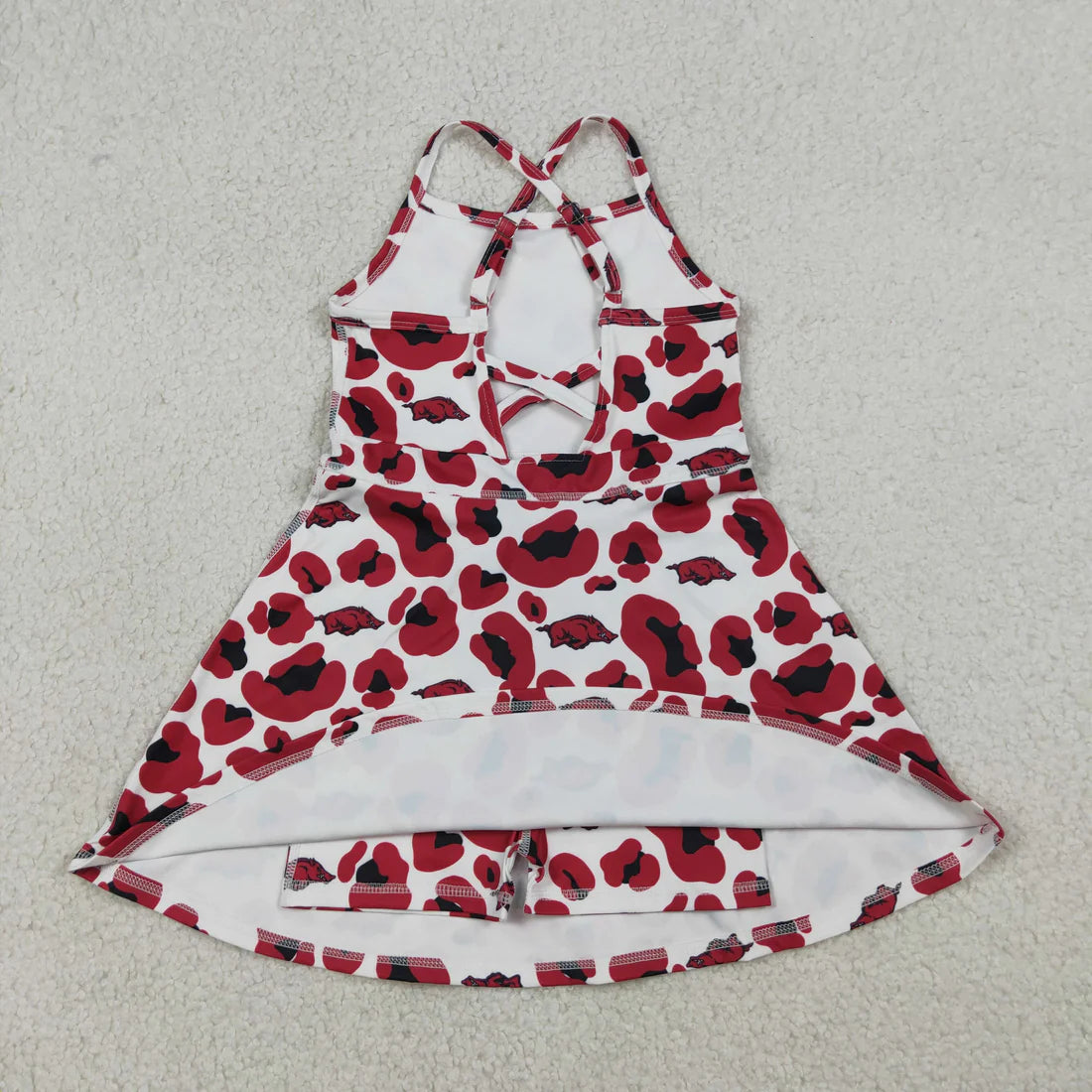 10 Colors Sibling Baby Girls Strap Leopard Team Yoga Active Short Team Knee Length Dresses