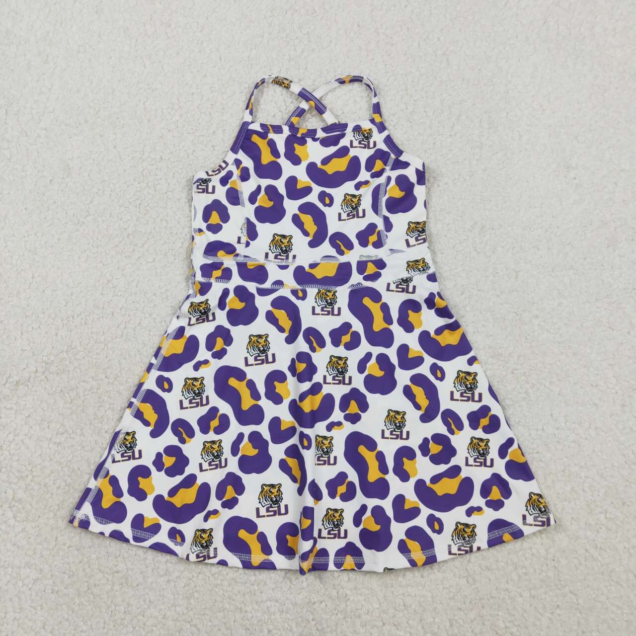 10 Colors Sibling Baby Girls Strap Leopard Team Yoga Active Short Team Knee Length Dresses