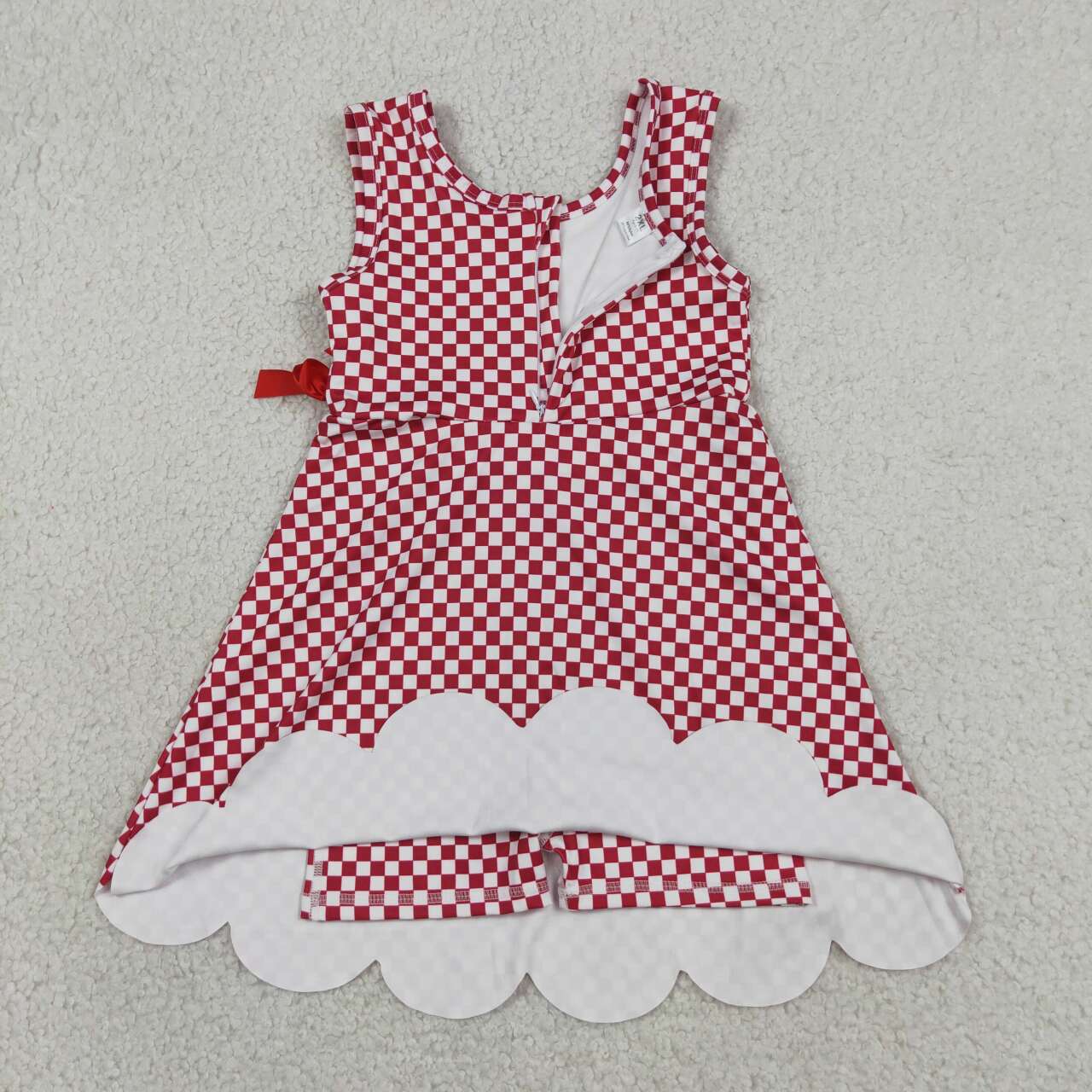 4 Colors Plaid Print Baby Girls Sleeveless Scallop Edge Shorts Yoga Dress Sisters Wear