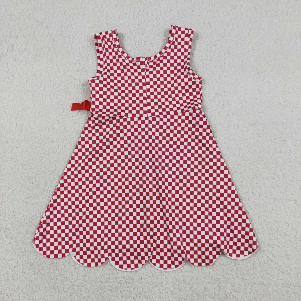 4 Colors Plaid Print Baby Girls Sleeveless Scallop Edge Shorts Yoga Dress Sisters Wear