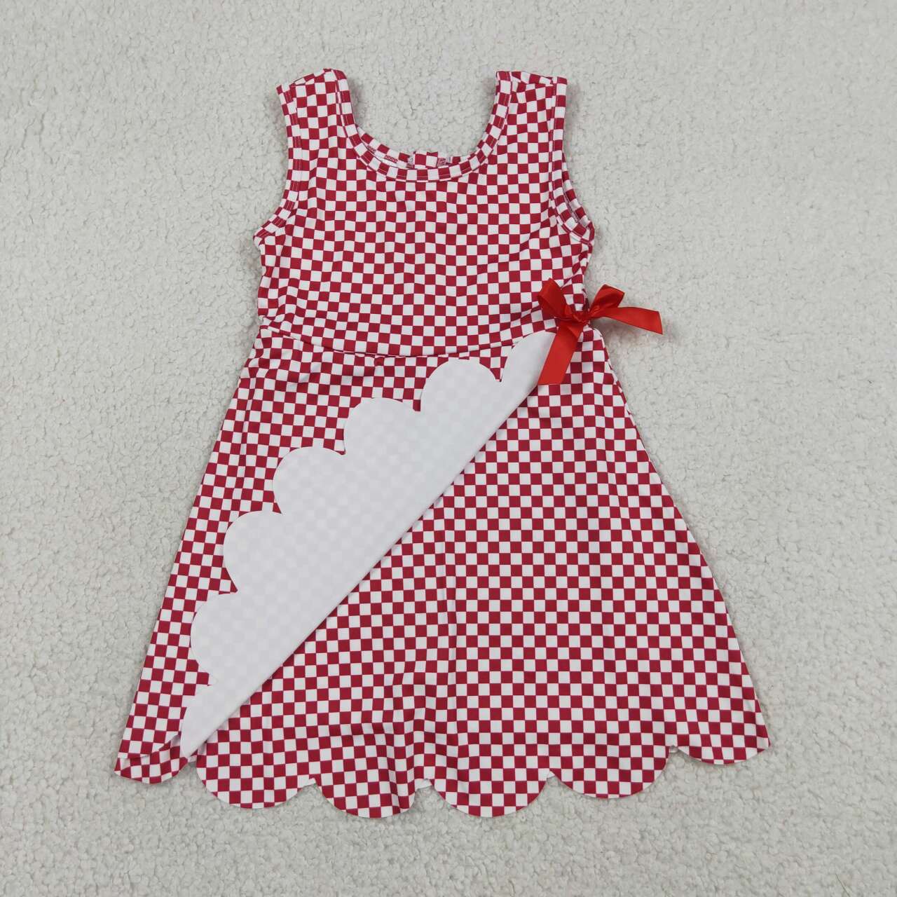 4 Colors Plaid Print Baby Girls Sleeveless Scallop Edge Shorts Yoga Dress Sisters Wear