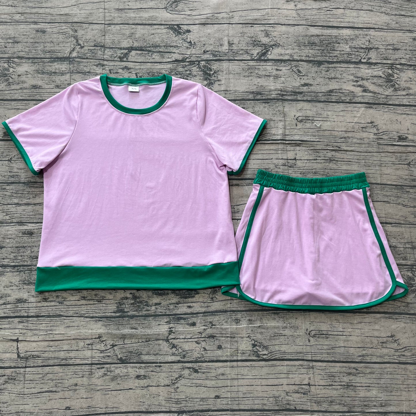 GSD3675 Pink Top Skirts Shorts Woman Summer Cotton Clothes Set