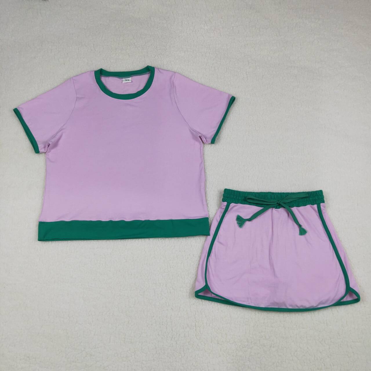 GSD3675 Pink Top Skirts Shorts Woman Summer Cotton Clothes Set