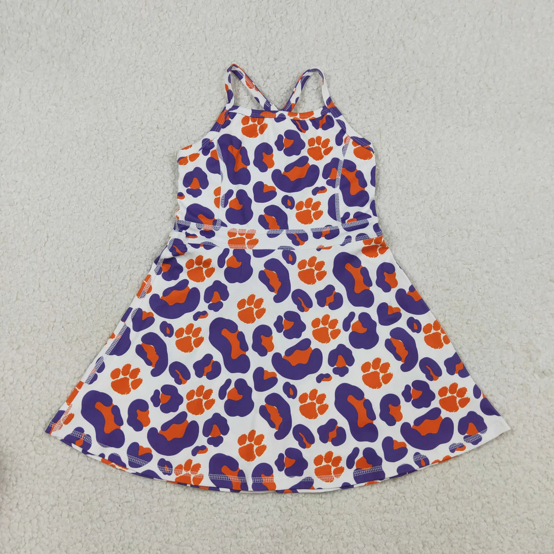 10 Colors Sibling Baby Girls Strap Leopard Team Yoga Active Short Team Knee Length Dresses