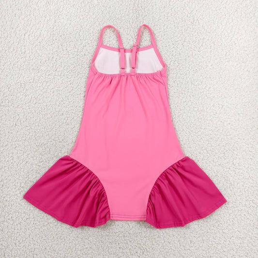 GSD3688 Baby Girls Hot Pink Strap Yoga Dress