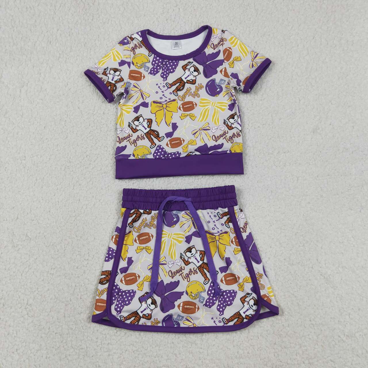 Sisters Football Teams Bows Tee & Skirts Shorts Yoga Sets Baby Girls Active Wear
