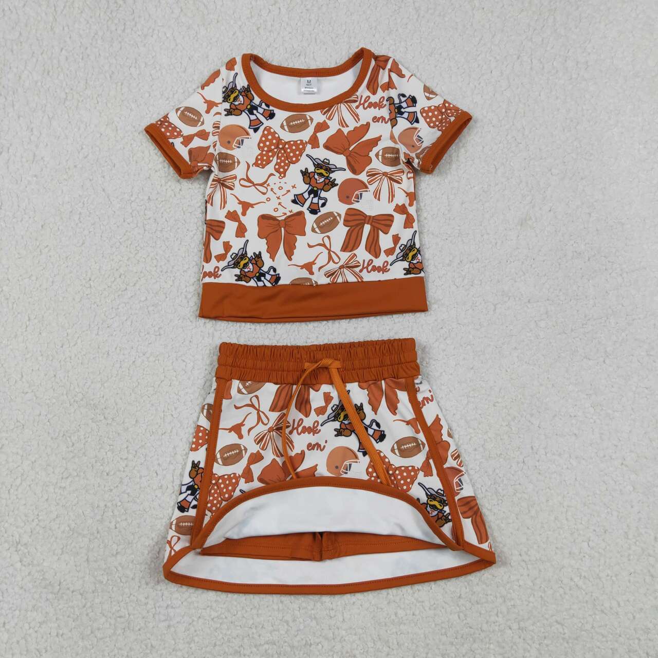 Sisters Football Teams Bows Tee & Skirts Shorts Yoga Sets Baby Girls Active Wear