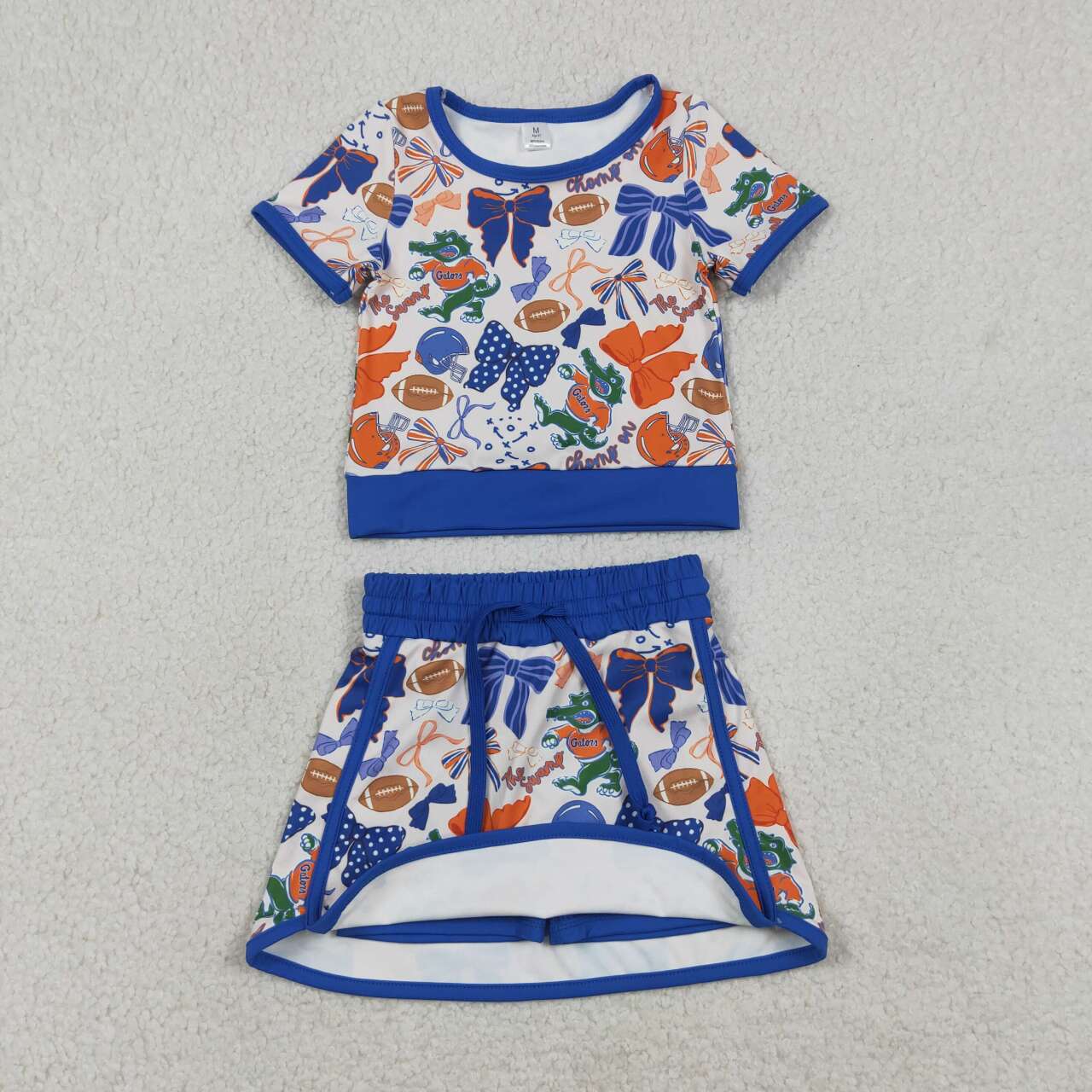 Sisters Football Teams Bows Tee & Skirts Shorts Yoga Sets Baby Girls Active Wear