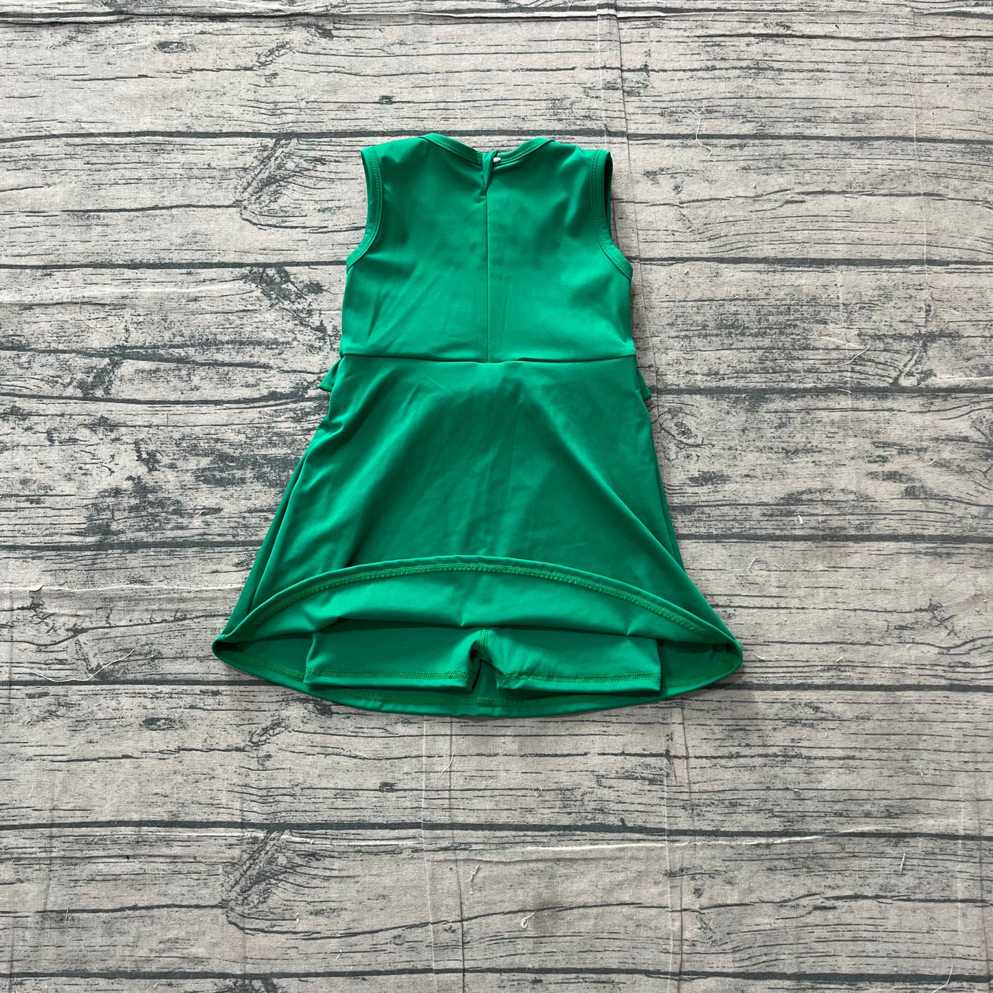Preorder GSD3742 Kids Girls Green Sleeveless Active Dress With Ruffle