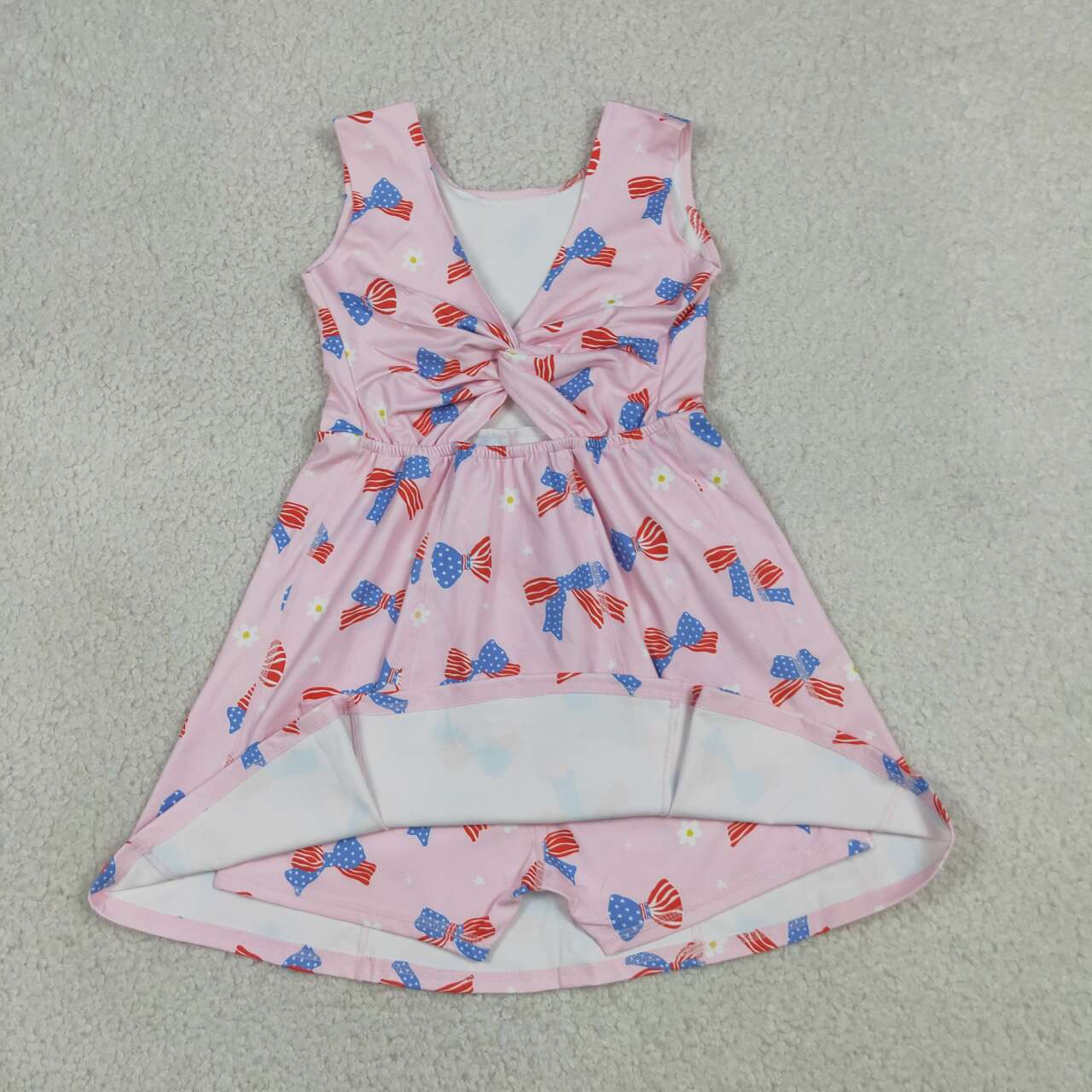 Sibling Baby Girls July 4th Bow Print Sleeveless Active Dress