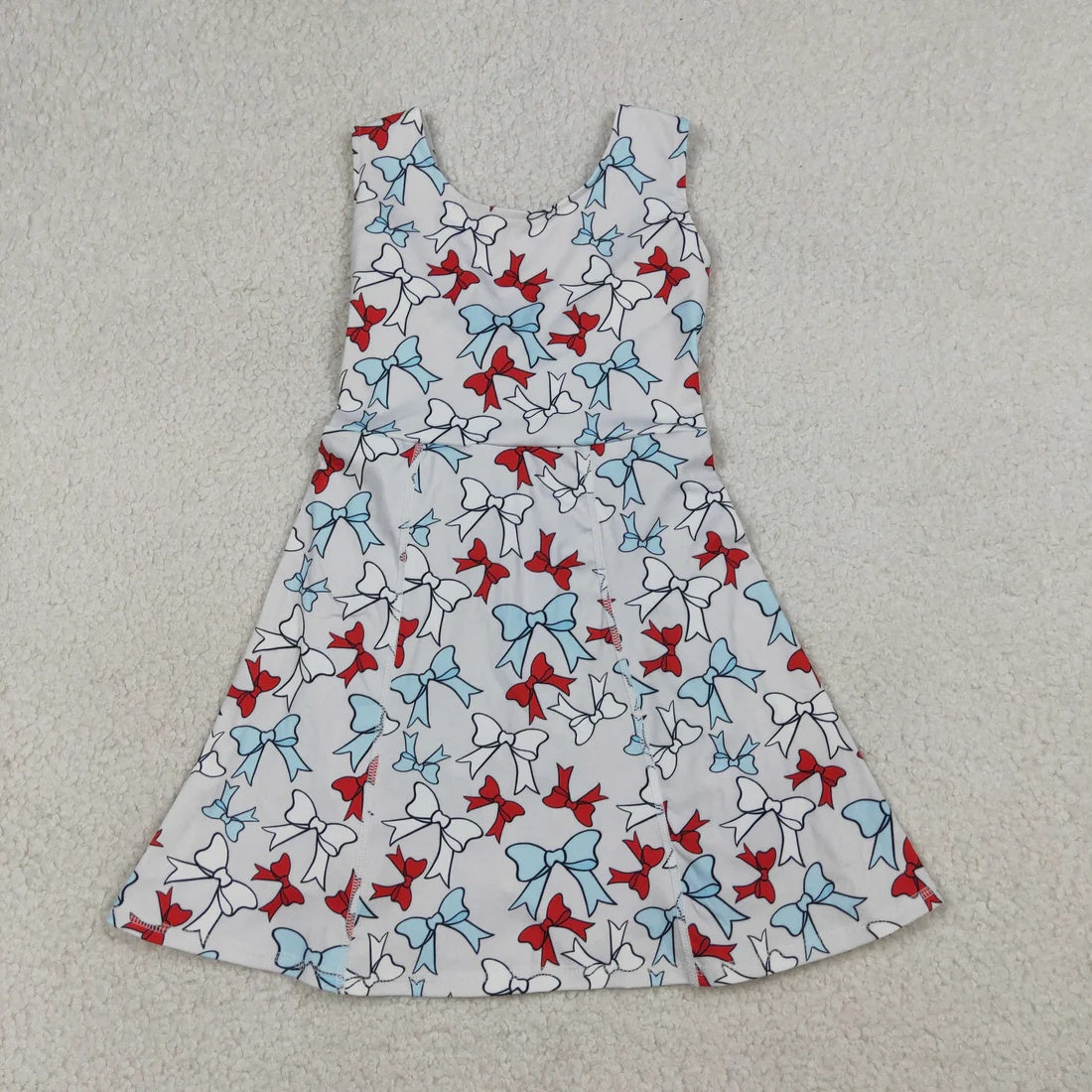 Sibling Baby Girls July 4th Bow Print Sleeveless Active Dress