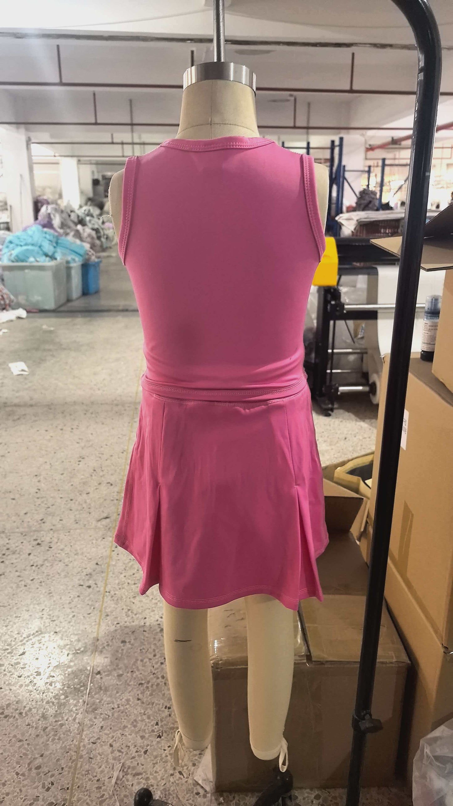 Preorder GSD3758 Hot Pink Tank Top Skirts Shorts Girls Summer Yoga Clothes Set