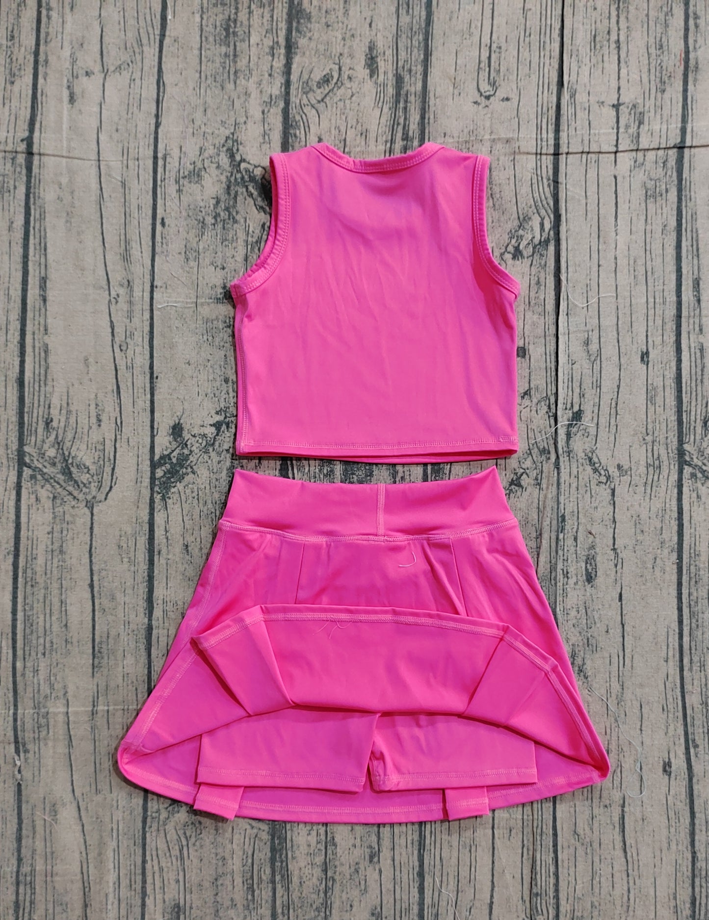 Preorder GSD3758 Hot Pink Tank Top Skirts Shorts Girls Summer Yoga Clothes Set