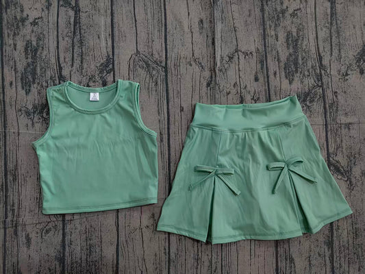 Toddler Girls Green 2-Piece Set | Sleeveless Top & Skirt Active Outfit Preorder