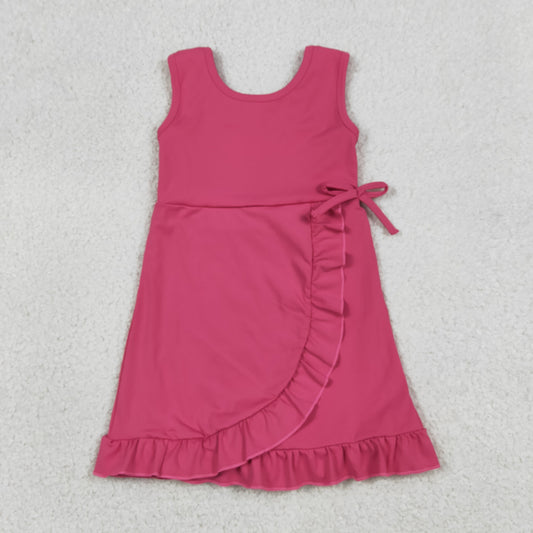Sibling Baby Girls Solid Color Sleeveless Active Dress With Shorts Under
