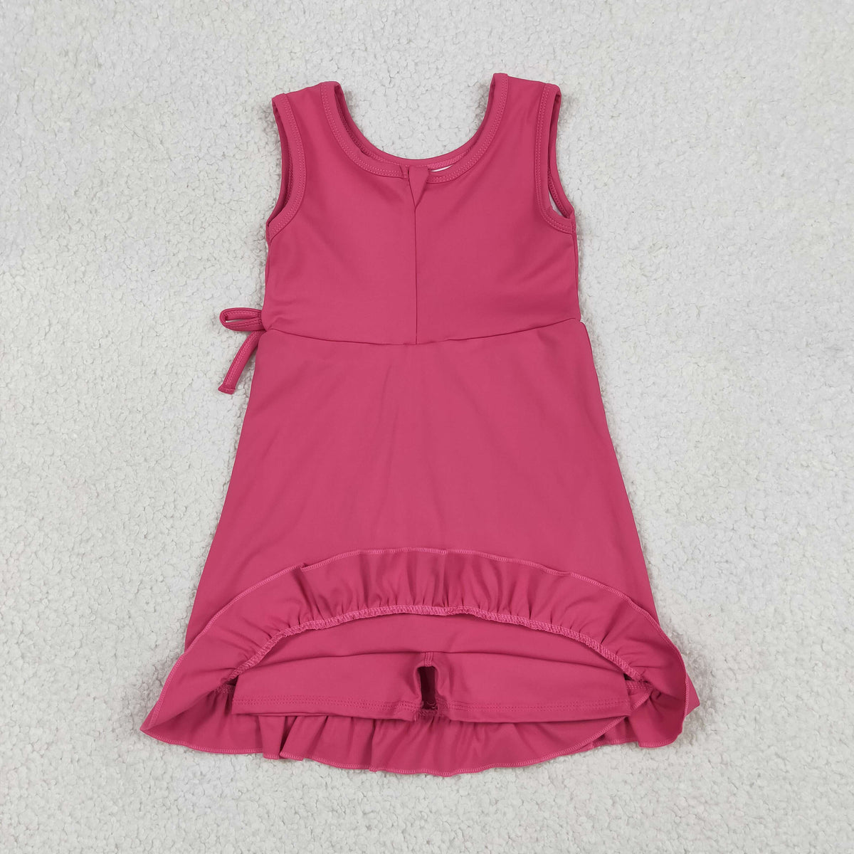 Sibling Baby Girls Solid Color Sleeveless Active Dress With Shorts Under