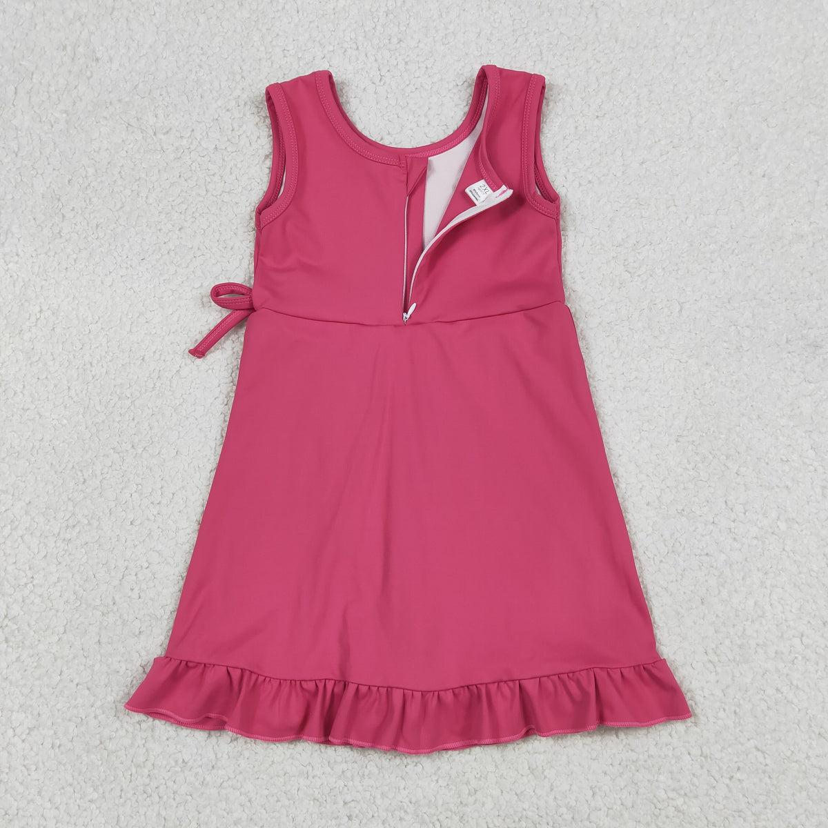 Sibling Baby Girls Solid Color Sleeveless Active Dress With Shorts Under