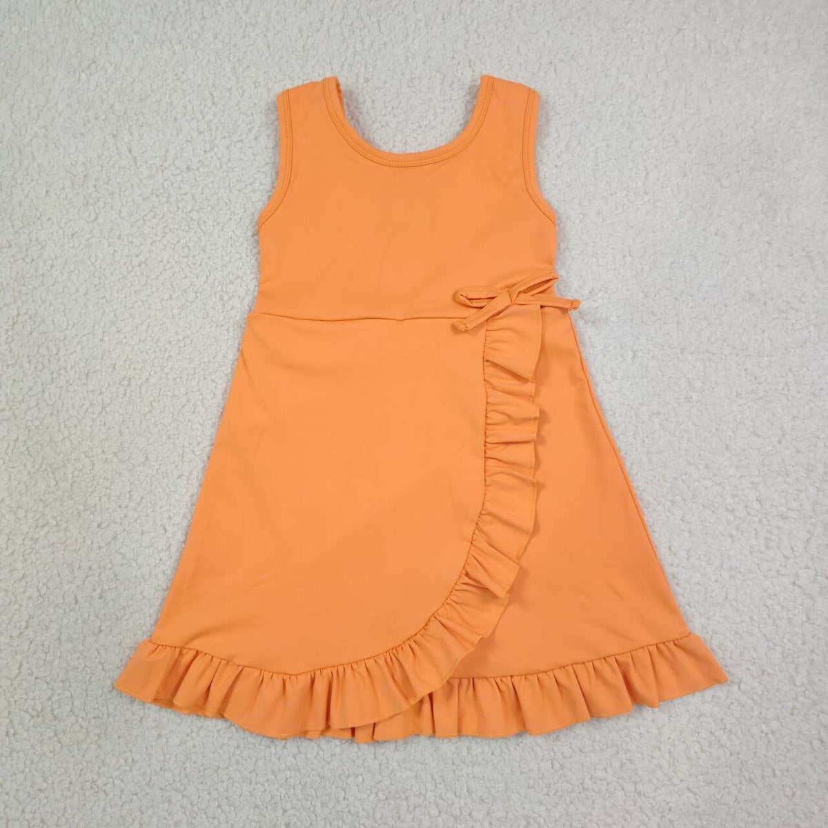 Sibling Baby Girls Solid Color Sleeveless Active Dress With Shorts Under