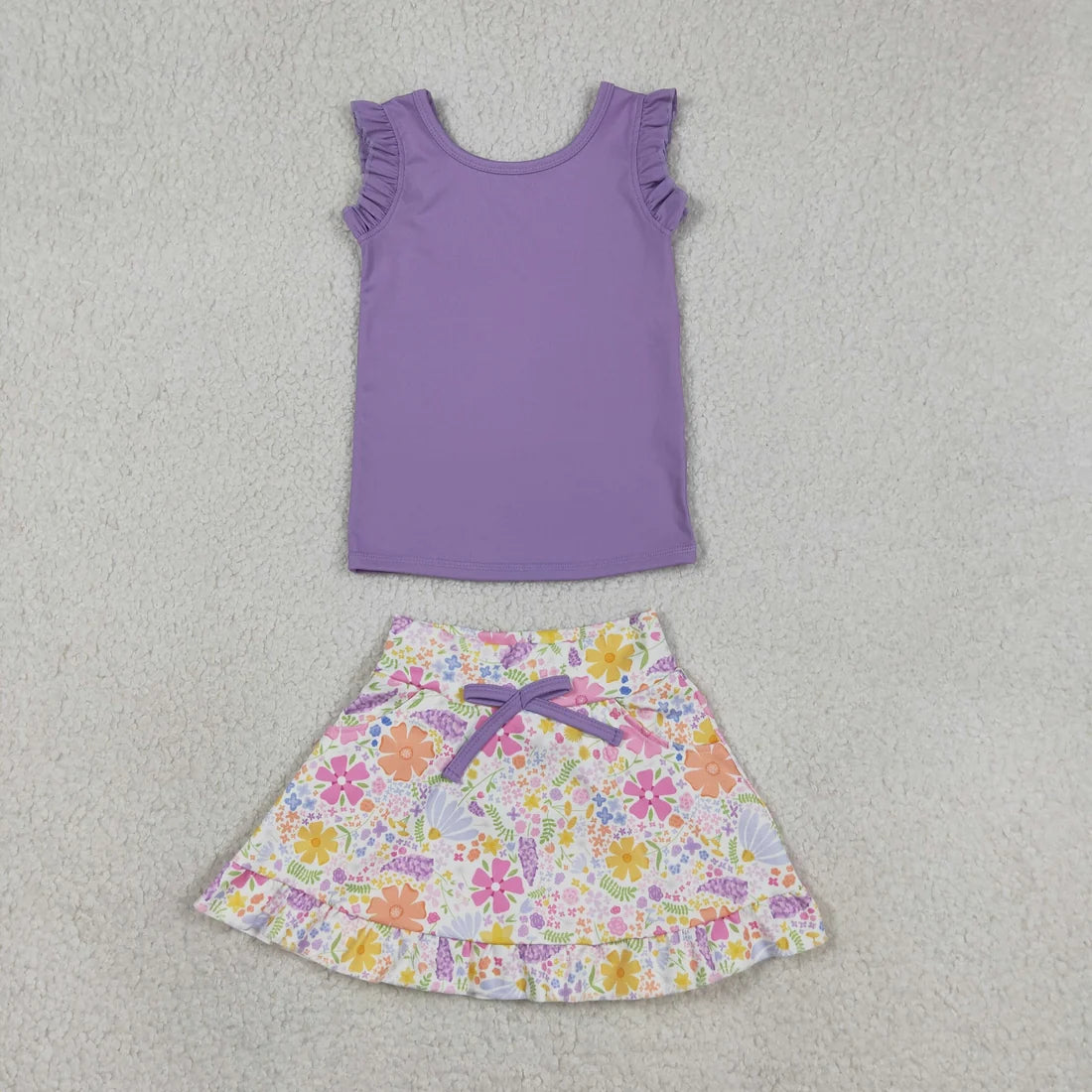 Sibling Baby Girls Sleeveless Vest Top Flowers Skirt Shorts Yoga Active Clothes Sets