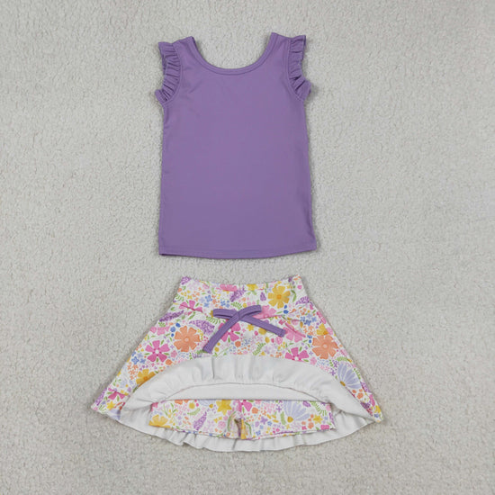 Sibling Baby Girls Sleeveless Vest Top Flowers Shirt Shorts Yoga Active Clothes Sets