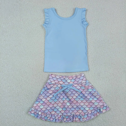 Sibling Baby Girls Sleeveless Vest Top Flowers Skirt Shorts Yoga Active Clothes Sets