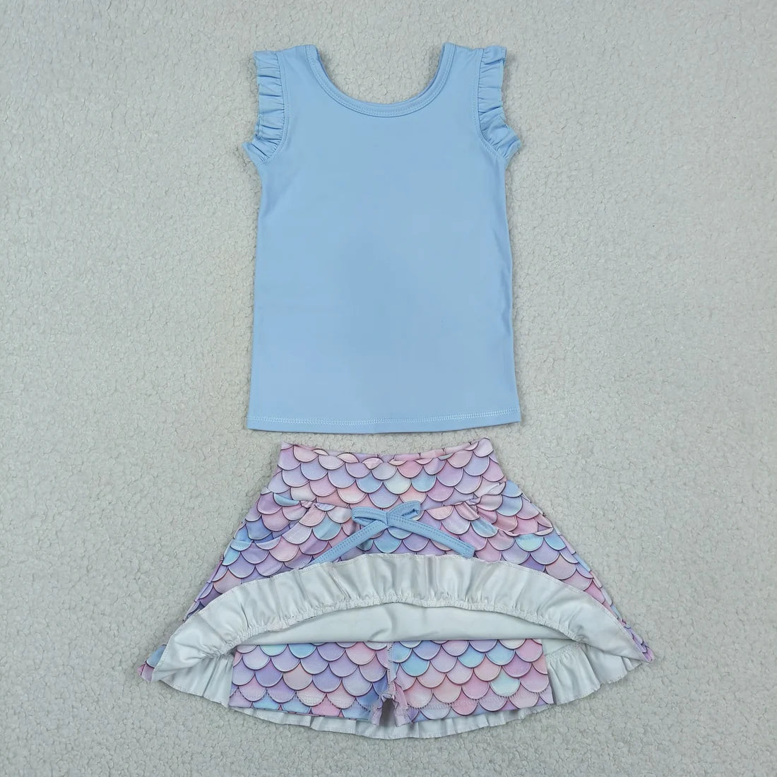 Sibling Baby Girls Sleeveless Vest Top Flowers Skirt Shorts Yoga Active Clothes Sets