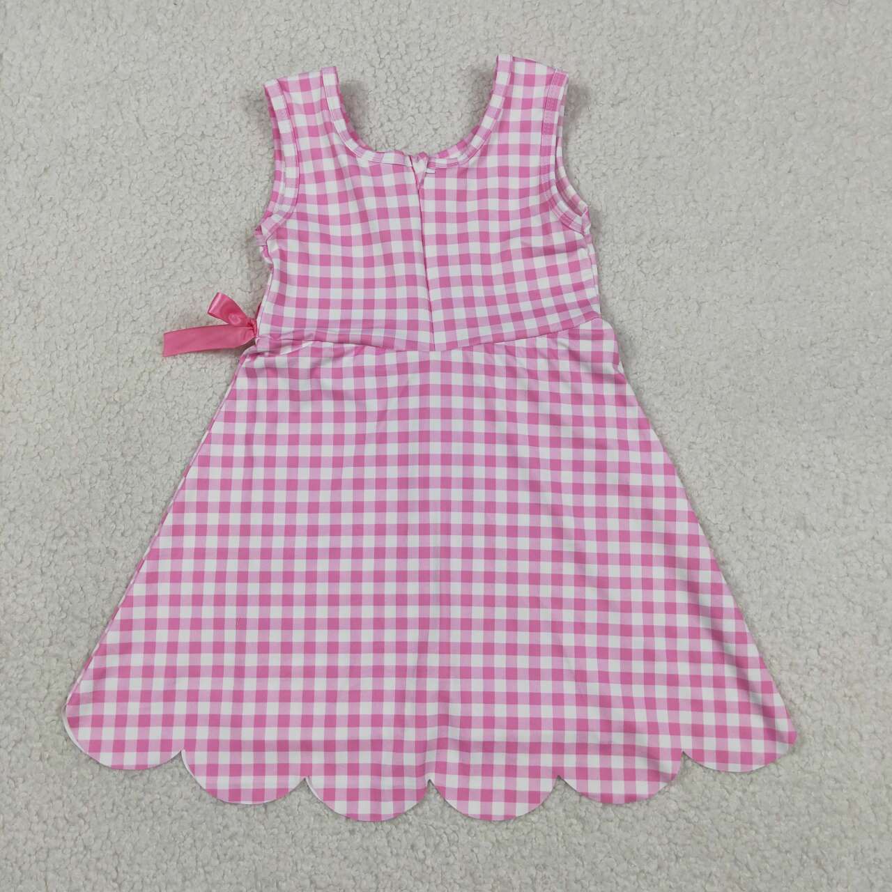 Baby Girls Pink Gingham Sleeveless Ruffle Zipper Scallop Active Dress