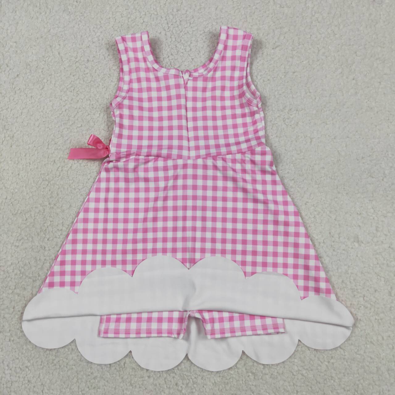 4 Colors Plaid Print Baby Girls Sleeveless Scallop Edge Shorts Yoga Dress Sisters Wear