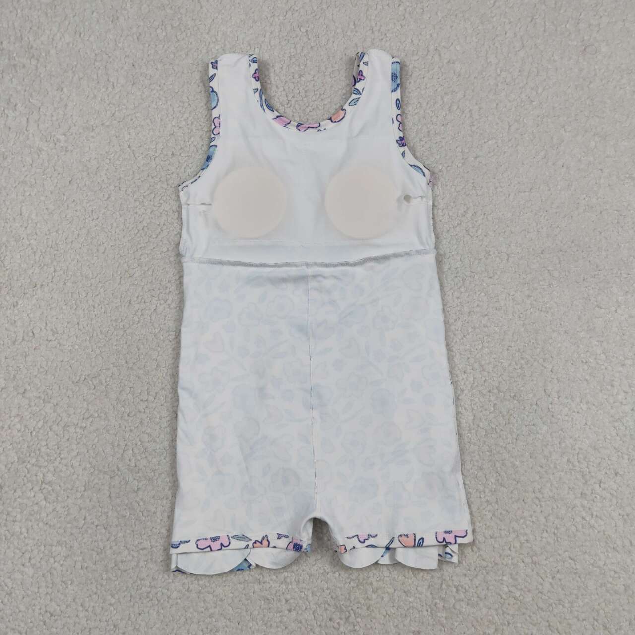 GSD3808 Pink Blue Flowers Girls Summer Scallop Yoga Dress