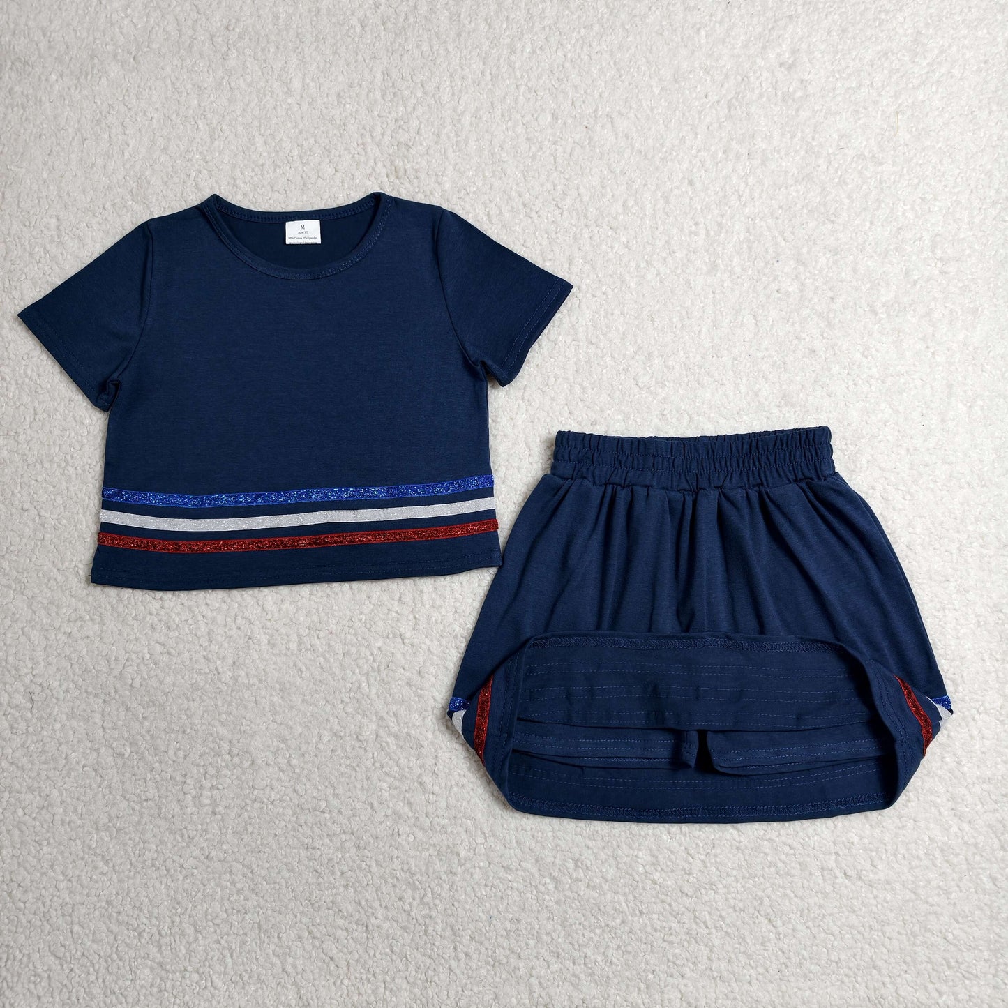 Sibling Baby Girls Solid Color Short Sleeve Top with Skort Sport Outfit