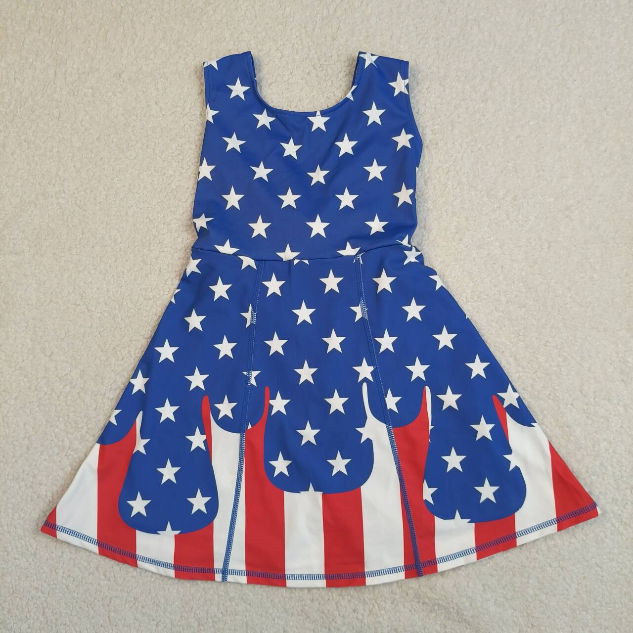 GSD3813 Stars StripesDrip Girls 4th of July Shorts Knee Length Yoga Dress