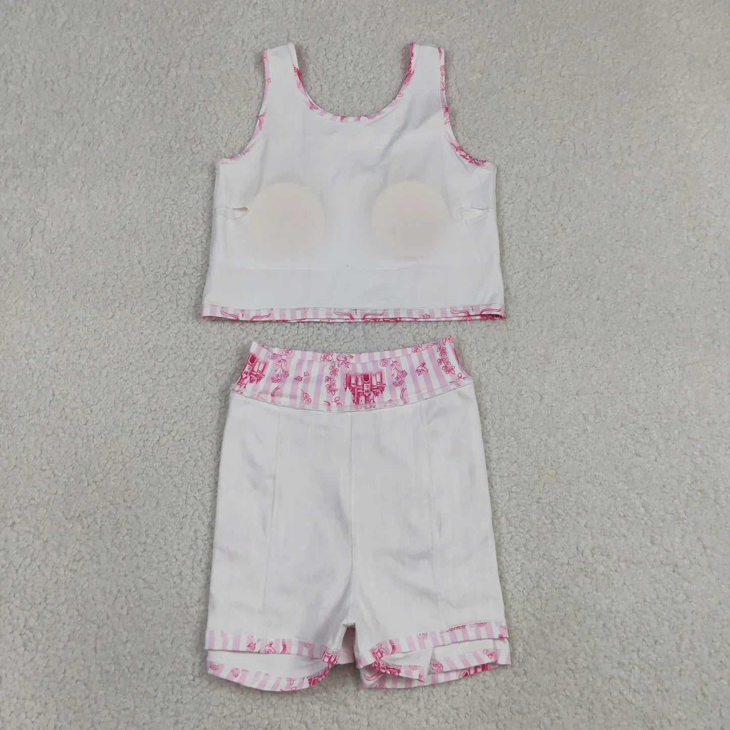 Sibling Baby Girls Sleeveless Bows Castles Vest Skirt Shorts Yoga Active Clothes Sets