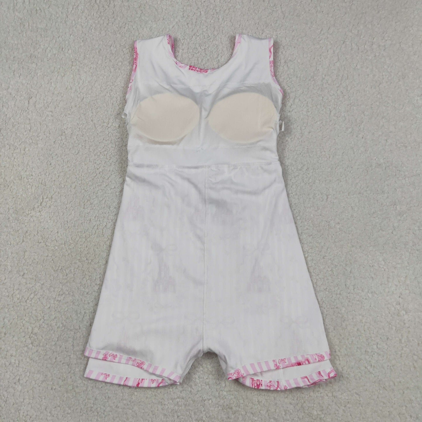 GSD3815 Castle Flowers Bows Stripes Pink Print Girls Summer Shorts Knee Length Yoga Dress